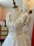 Shoulder Princess Bow Tulle Floor-Length Wedding Dress HZ1022