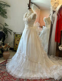 Shoulder Princess Bow Tulle Floor-Length Wedding Dress HZ1022