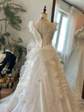 Shoulder Princess Bow Tulle Floor-Length Wedding Dress HZ1022