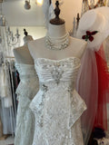 Vintage Heavy Beaded Large Lace Tube Top Wedding Dress with Train HZ1022