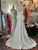 Vintage Heavy Beaded Large Lace Tube Top Wedding Dress with Train HZ1022