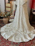 Vintage Heavy Beaded Large Lace Tube Top Wedding Dress with Train HZ1022