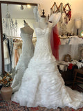 Elegant Slim Fit Tie Sweetheart Neck Lace Multi-layer Tulle Splicing Mermaid Trailing Wedding Dress HZ1022