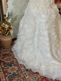 Elegant Slim Fit Tie Sweetheart Neck Lace Multi-layer Tulle Splicing Mermaid Trailing Wedding Dress HZ1022