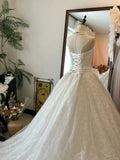 Vintage Strapless Rose Embroidery Wedding Dress with Train HZ1022