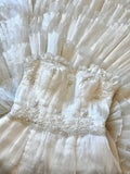 Retro Elegant Strapless Layered Tulle Mermaid Train Wedding Dress HZ1022