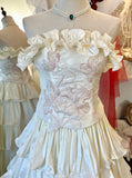 Light beige tube top cake layered trailing wedding dress HZ1022