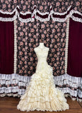 Vintage Ivory Sweetheart Neck Chiffon Lace Trim Wedding Dress HZ1022