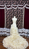 Vintage Ivory Sweetheart Neck Chiffon Lace Trim Wedding Dress HZ1022