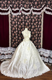 Vintage Ivory Halter Neck Satin Hollow Lace Wedding Dress HZ1022