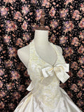 Vintage Ivory Halter Neck Satin Hollow Lace Wedding Dress HZ1022