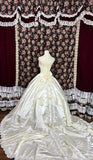 Vintage Ivory Halter Neck Satin Hollow Lace Wedding Dress HZ1022