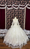 Flowing One Shoulder Fairy Sleeve Fishbone Mesh A-Line Floor-Length Wedding Dress HZ1022