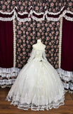 Flowing One Shoulder Fairy Sleeve Fishbone Mesh A-Line Floor-Length Wedding Dress HZ1022