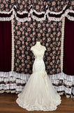 Vintage satin patchwork tulle embroidery and beading one-shoulder mermaid wedding dress HZ1022
