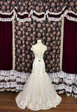 Vintage satin patchwork tulle embroidery and beading one-shoulder mermaid wedding dress HZ1022