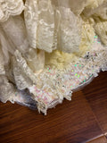 Retro light yellow tube top bow beaded lace princess trailing wedding dress HZ1022