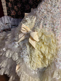 Retro light yellow tube top bow beaded lace princess trailing wedding dress HZ1022