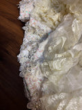 Retro light yellow tube top bow beaded lace princess trailing wedding dress HZ1022