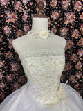 Gentle Princess Strapless Lace Flower Beaded Tulle Floor-Length Wedding Dress HZ1022