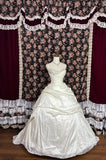 Simple One Shoulder Rhinestone White Satin Floor-Length Wedding Dress HZ1022