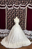 Retro cute strapless satin back strappy train wedding dress HZ1022