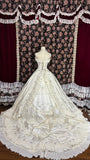 Retro cute strapless satin back strappy train wedding dress HZ1022