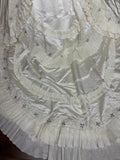 Retro cute strapless satin back strappy train wedding dress HZ1022