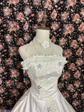 Retro cute strapless satin back strappy train wedding dress HZ1022