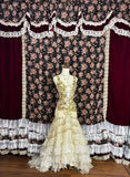 Special light yellow 3D flower high fishtail cake skirt wedding dress HZ1022