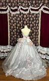 Dusty Pink Princess Bow 3D Flower Satin Wedding Dress HZ1022