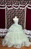 Flowy Light Green Bandeau Layered Tulle Wedding Dress HZ1022