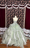 Flowy Light Green Bandeau Layered Tulle Wedding Dress HZ1022
