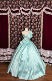 Beautiful mint green thick satin A-line wedding dress with big bow HZ1022