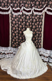 Vintage White Thick Satin Tulle Strap Three-Dimensional Flower Trailing Wedding Dress HZ1022