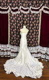 Elegant White Strapless Tassel Satin Ruffled Mermaid Wedding Dress HZ1022