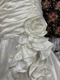 Elegant White Strapless Tassel Satin Ruffled Mermaid Wedding Dress HZ1022