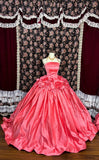 Gorgeous Eustoma Strapless Thick Satin Wedding Dress with Train HZ1022