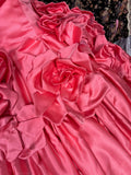 Gorgeous Eustoma Strapless Thick Satin Wedding Dress with Train HZ1022