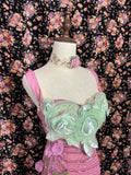 Vintage pink handmade large flower millet beads and sequined mermaid wedding dress HZ1022