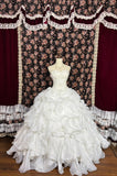 Elegant sweetheart neckline large curled edge beaded A-line floor-length wedding dress HZ1022
