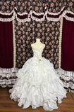 Elegant sweetheart neckline large curled edge beaded A-line floor-length wedding dress HZ1022