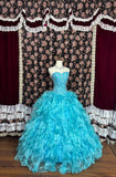 Beautiful aqua blue heart-shaped neckline rhinestone hem wedding dress HZ1022