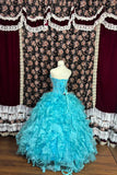 Beautiful aqua blue heart-shaped neckline rhinestone hem wedding dress HZ1022