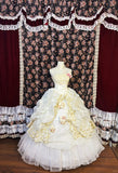 Retro fantasy shoulder strap beaded three-dimensional flower fluffy princess wedding dress HZ1022