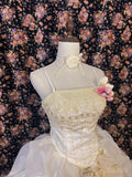 Retro fantasy shoulder strap beaded three-dimensional flower fluffy princess wedding dress HZ1022