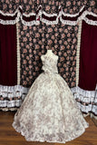 Chic Printed One Shoulder Full Body Flower Stem Floor Length Wedding Dress HZ1022