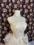 Princess light yellow heavy work short front and long back earrings big skirt cake wedding dress HZ1022