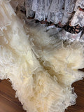 Princess light yellow heavy work short front and long back earrings big skirt cake wedding dress HZ1022
