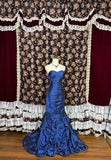 Beautiful navy blue sweetheart neckline simple satin bud skirt wedding dress HZ1022
